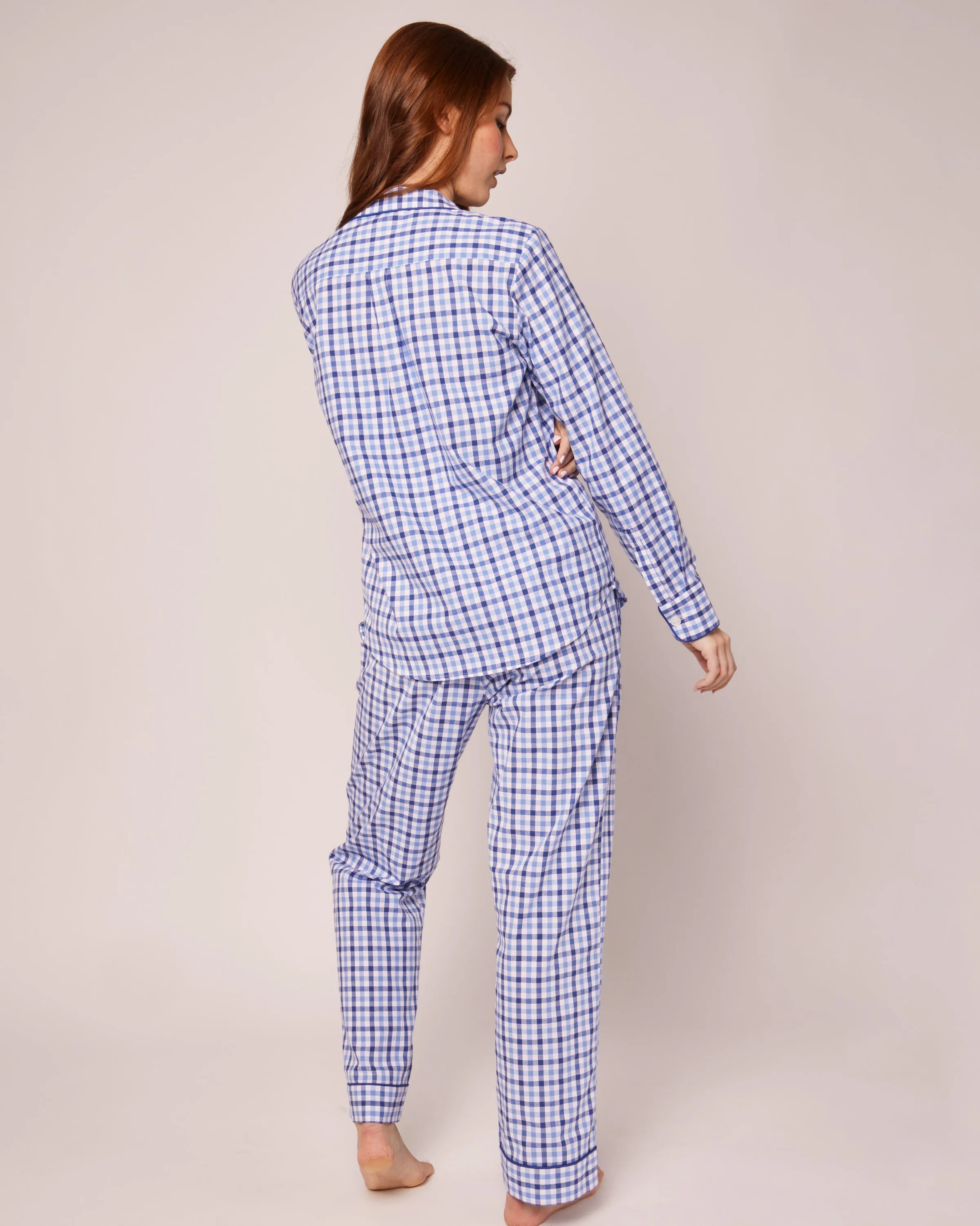 Women's Twill Pajama Set in Royal Blue Gingham sold by Petite Plume product image thumbnail 4