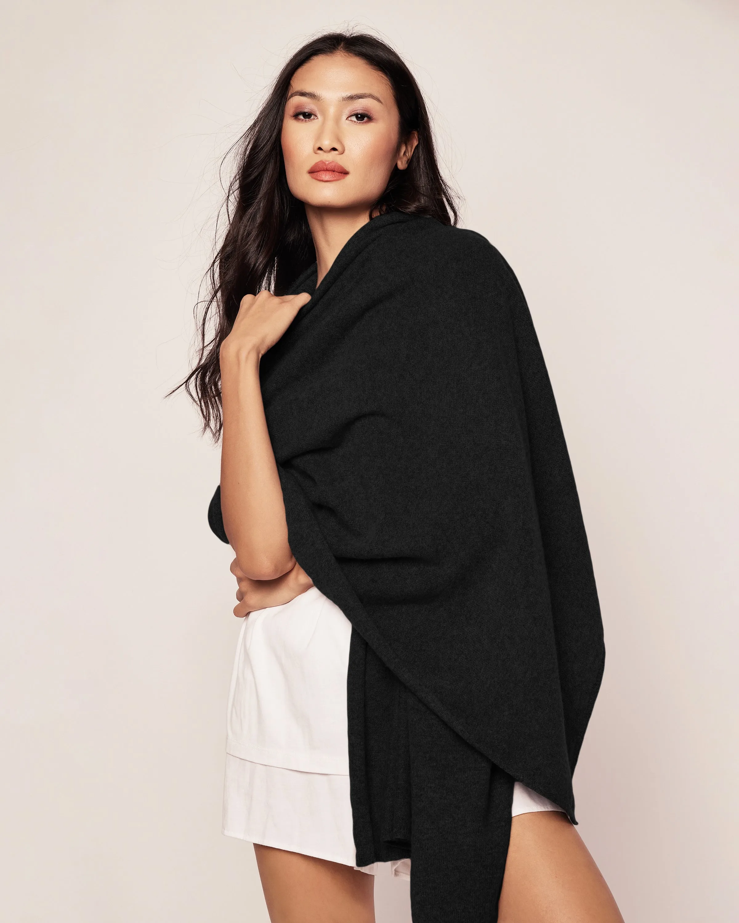 Women's Cashmere Wrap in Black sold by Petite Plume product image thumbnail 2