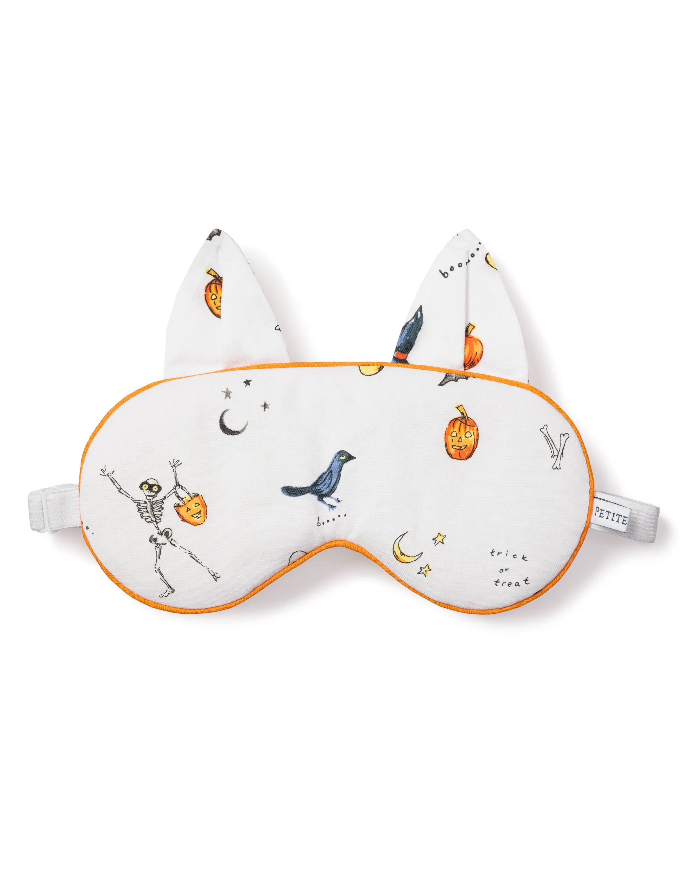 Adult's Twill Kitty Sleep Mask in Trick or Treat sold by Petite Plume