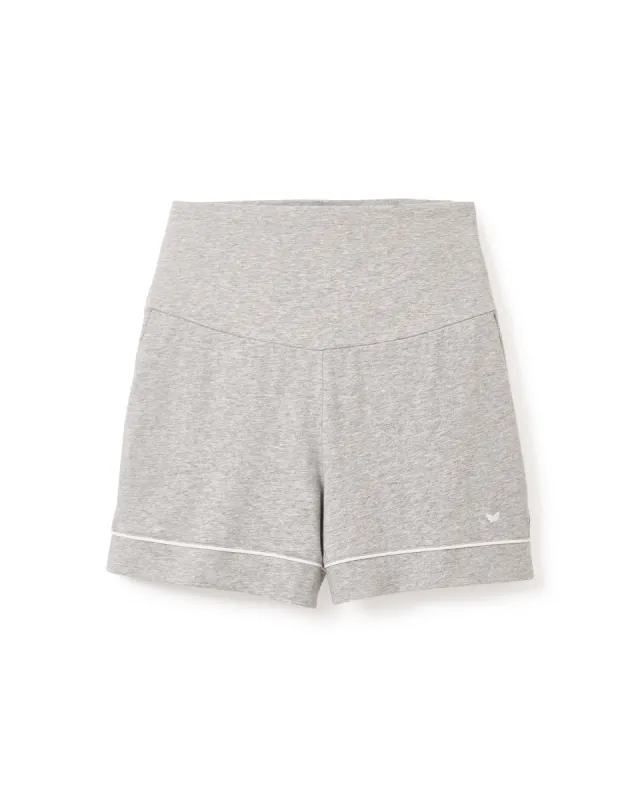 Women's Pima Maternity Shorts in Light Heather Grey sold by Petite Plume