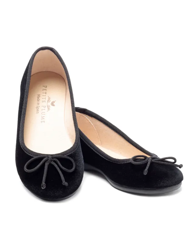 Women's Juliette Ballet Slipper in Black Velvet sold by Petite Plume