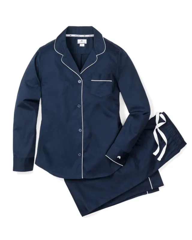 Women's Twill Pajama Set in Navy sold by Petite Plume