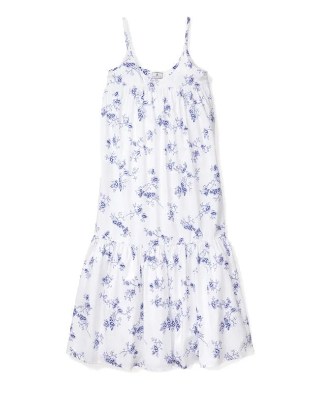 Women's Twill Chloé Nightgown in Indigo Floral sold by Petite Plume