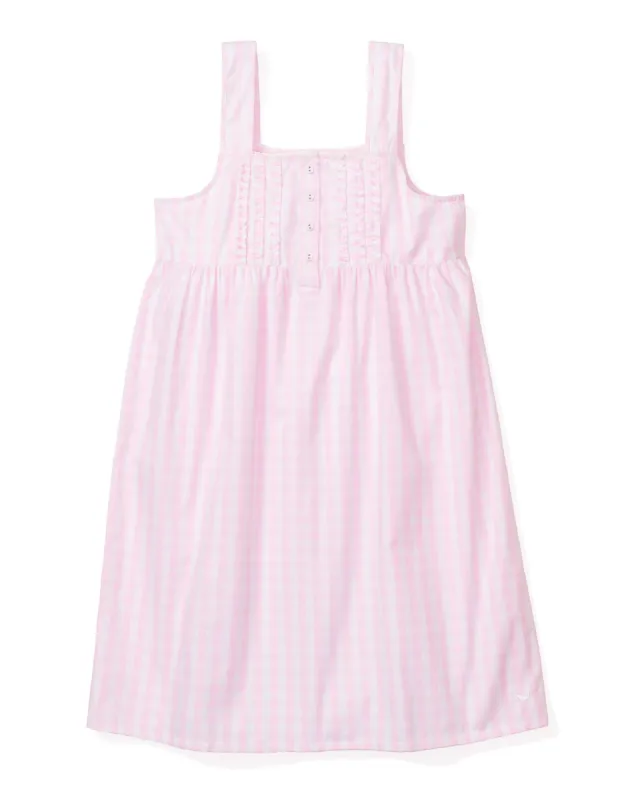 Women's Twill Charlotte Nightgown in Pink Gingham sold by Petite Plume