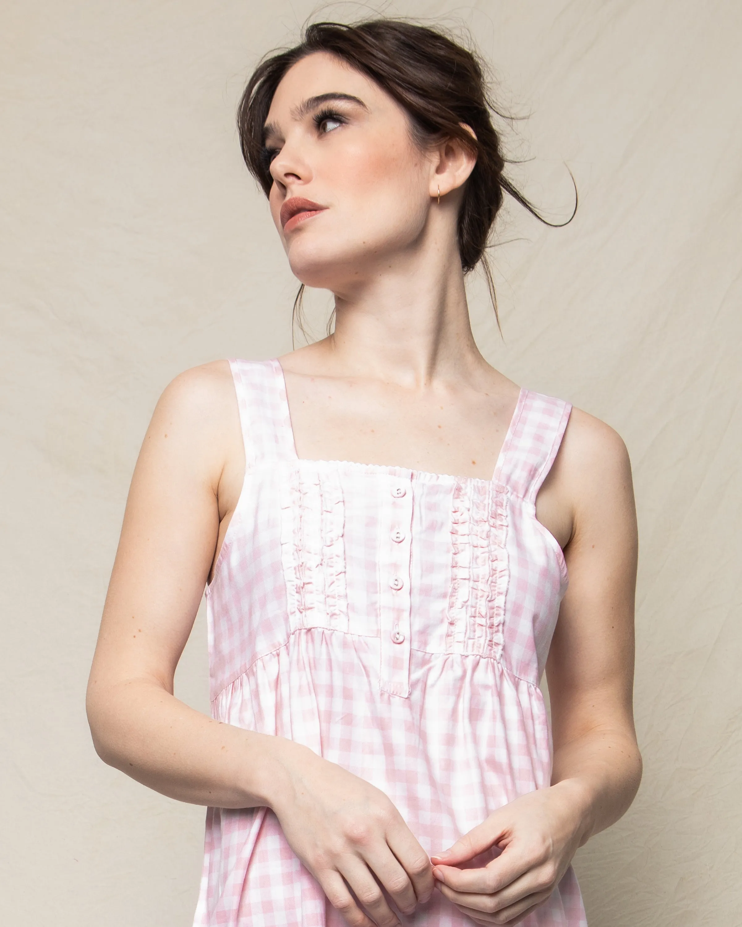 Women's Twill Charlotte Nightgown in Pink Gingham sold by Petite Plume product image thumbnail 4