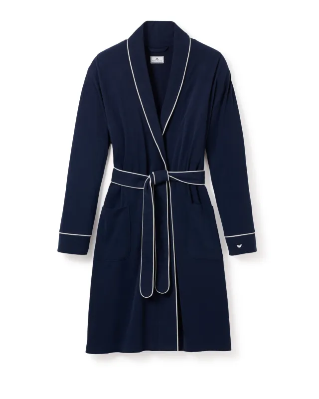 Women's Pima Maternity Robe in Navy sold by Petite Plume
