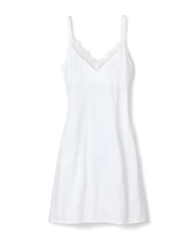Women's Pima Nightgown with Lace in White sold by Petite Plume