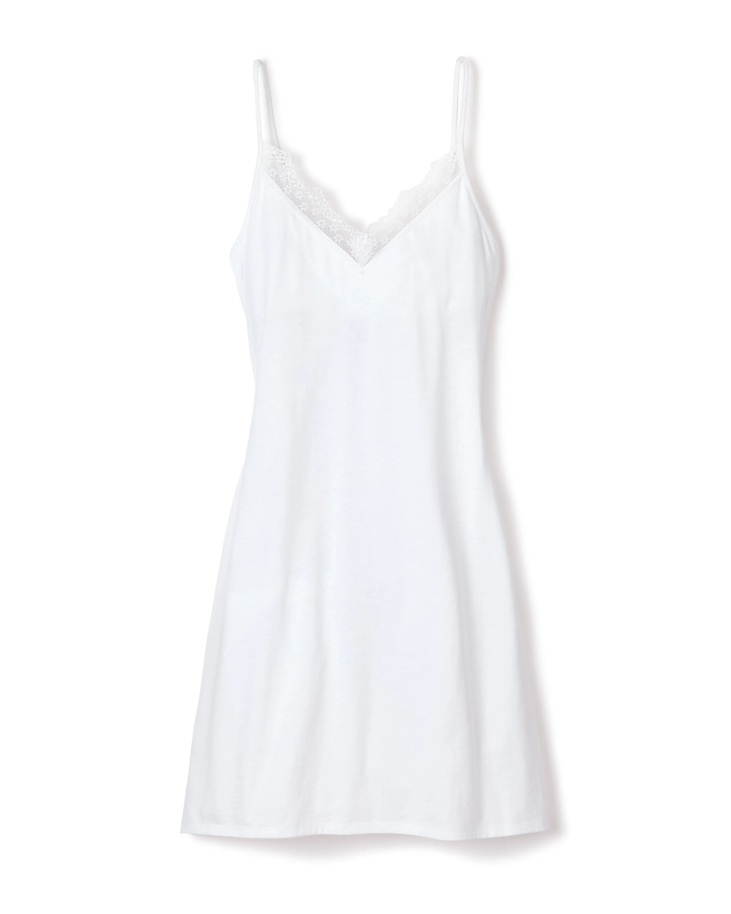 Women's Pima Nightgown with Lace in White sold by Petite Plume