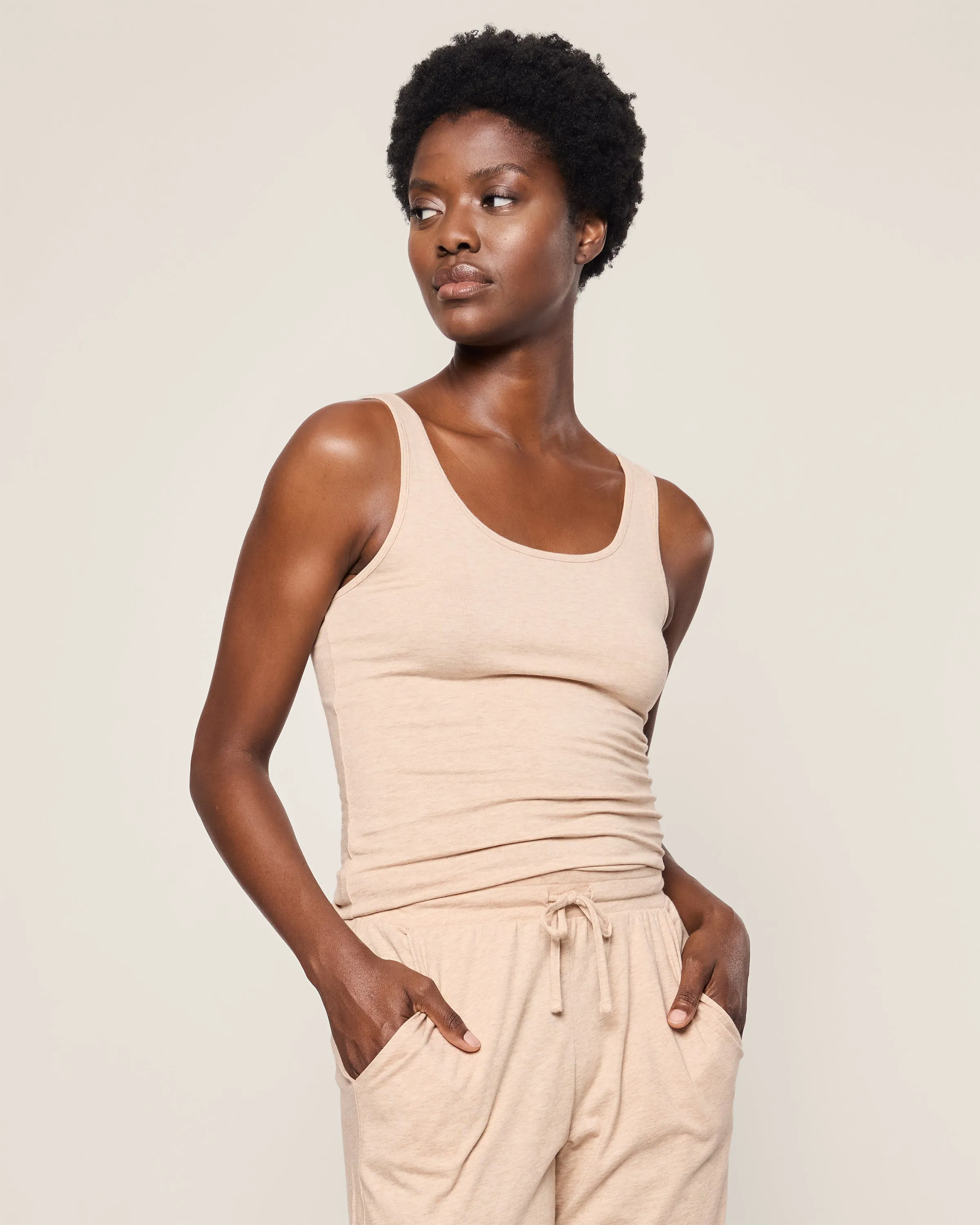 Women's Pima Tank Top in Camel sold by Petite Plume product image thumbnail 2