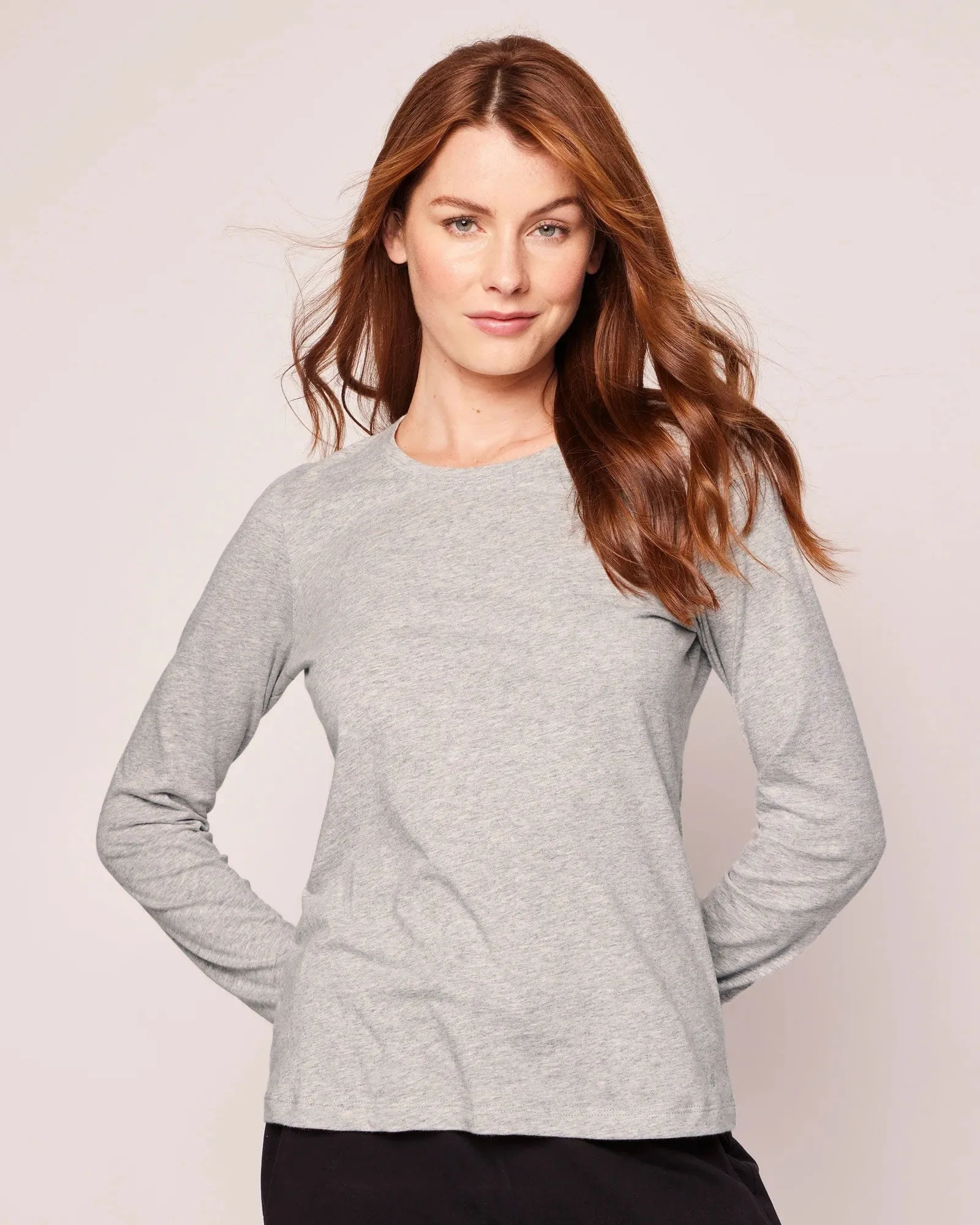 Women's Pima Long Sleeve Top in Light Grey sold by Petite Plume product image thumbnail 2