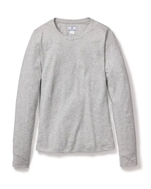 Women's Pima Long Sleeve Top in Light Grey sold by Petite Plume
