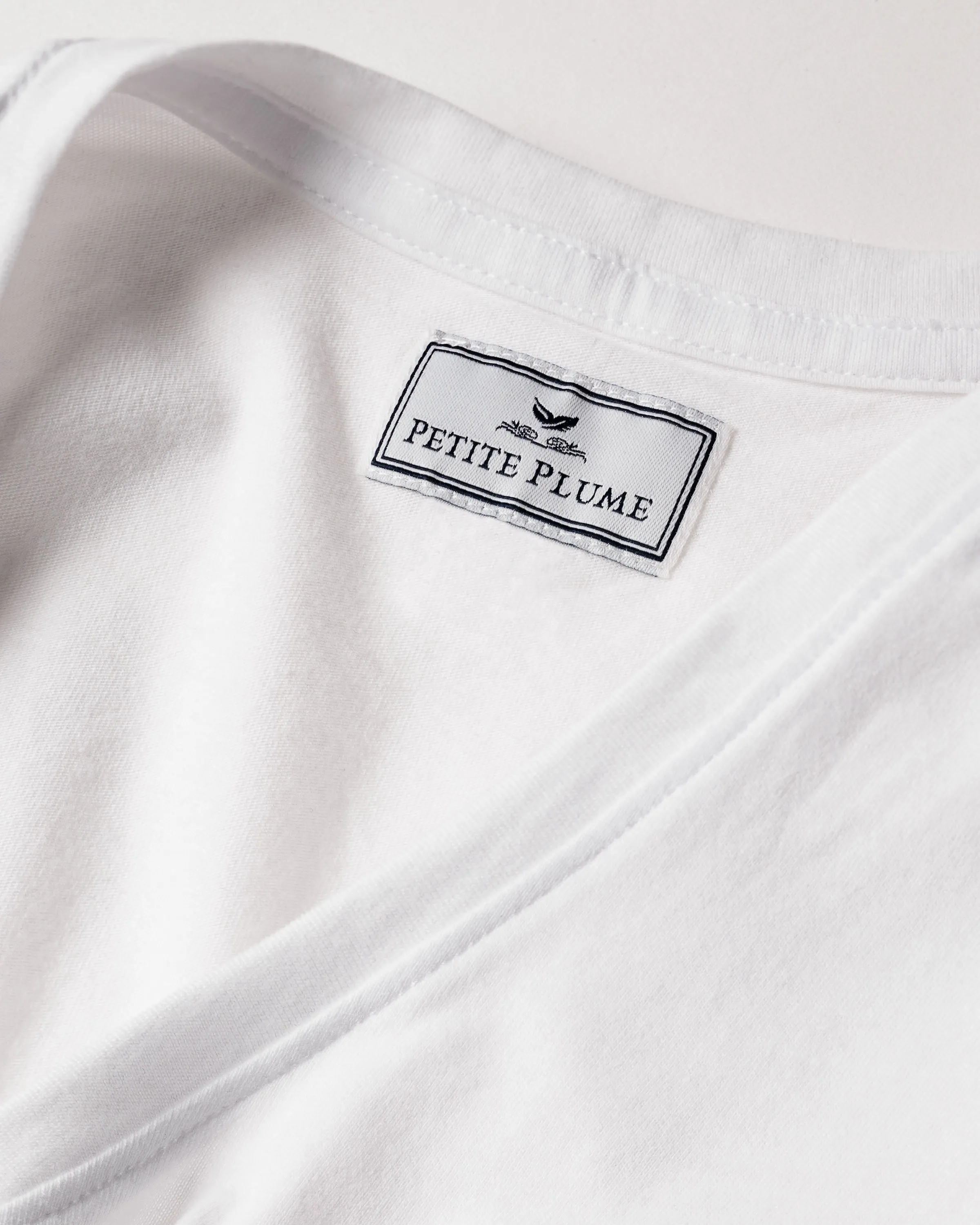 Women's Pima V-Neck Short Sleeve Top in White sold by Petite Plume product image thumbnail 5