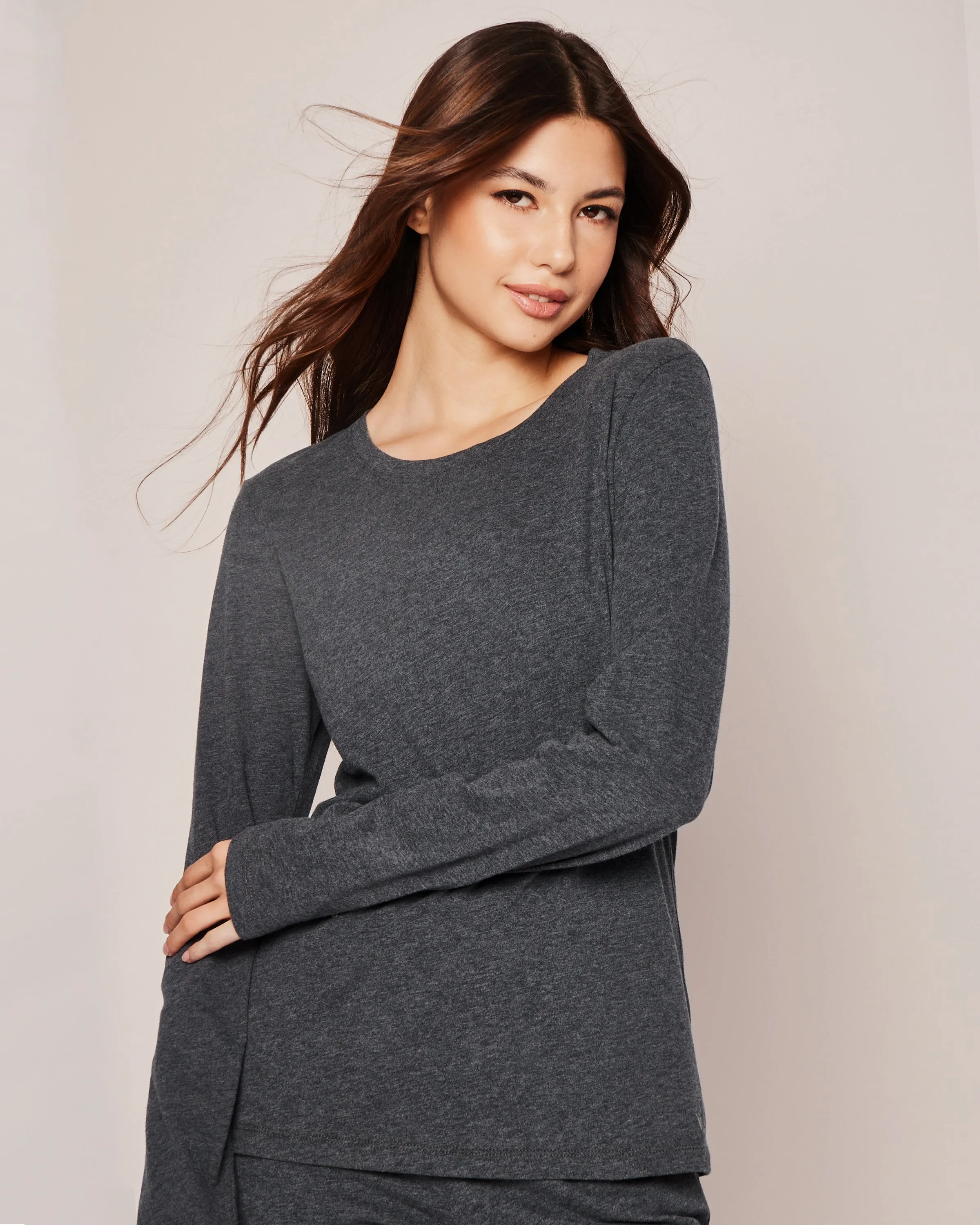 Women's Pima Long Sleeve Top in Dark Heather Grey sold by Petite Plume product image thumbnail 2