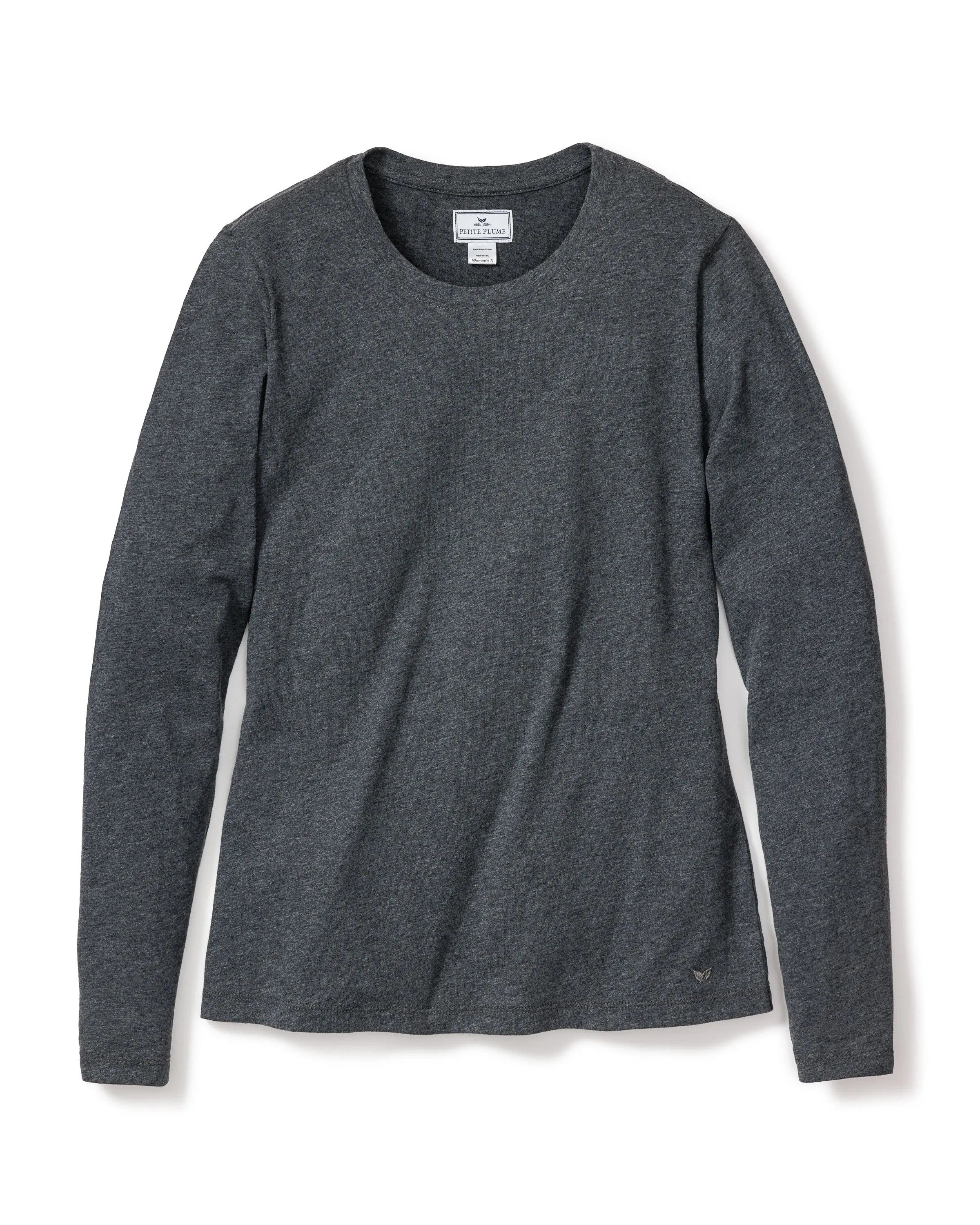Women's Pima Long Sleeve Top in Dark Heather Grey sold by Petite Plume