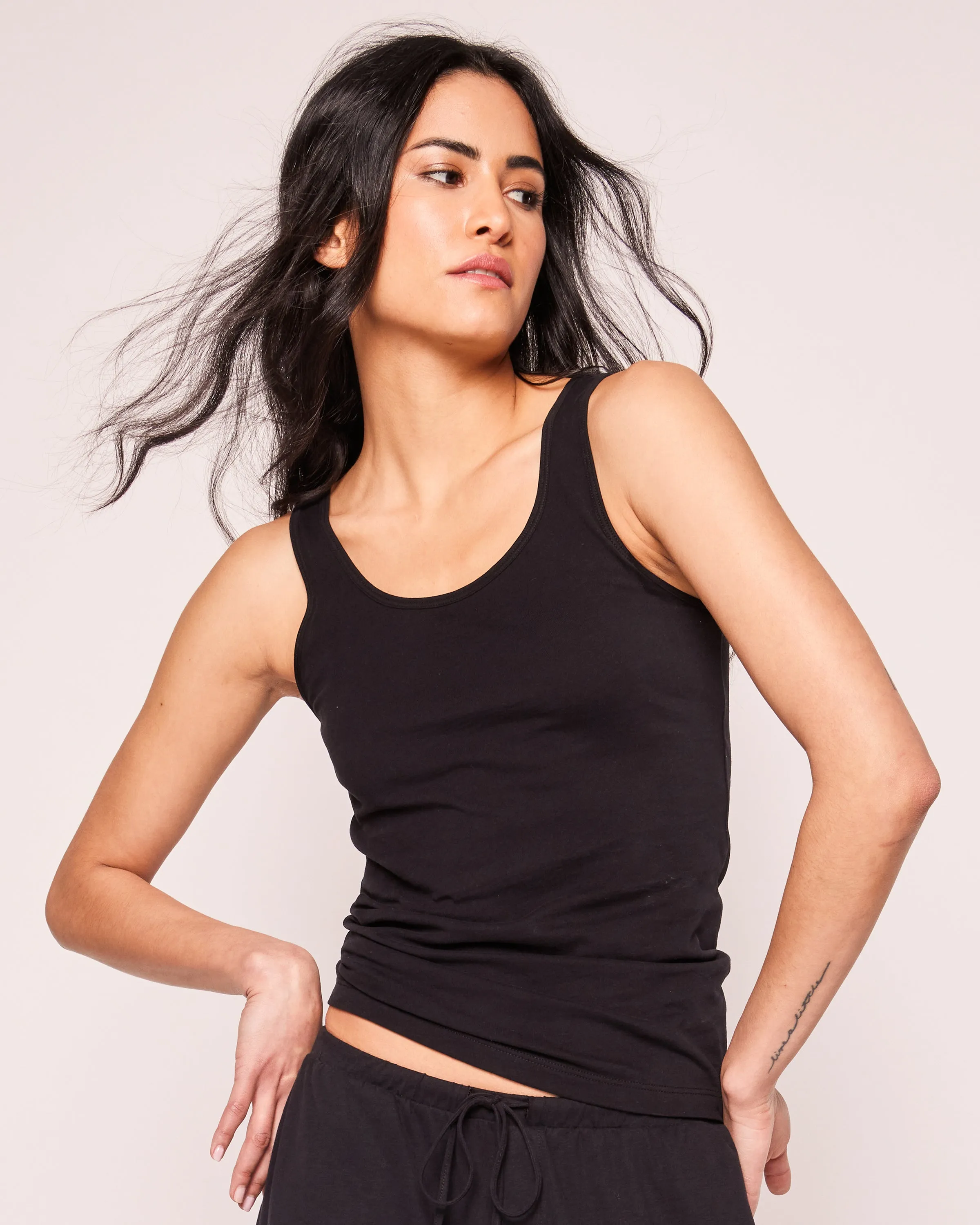 Women's Pima Tank Top in Black sold by Petite Plume product image thumbnail 2