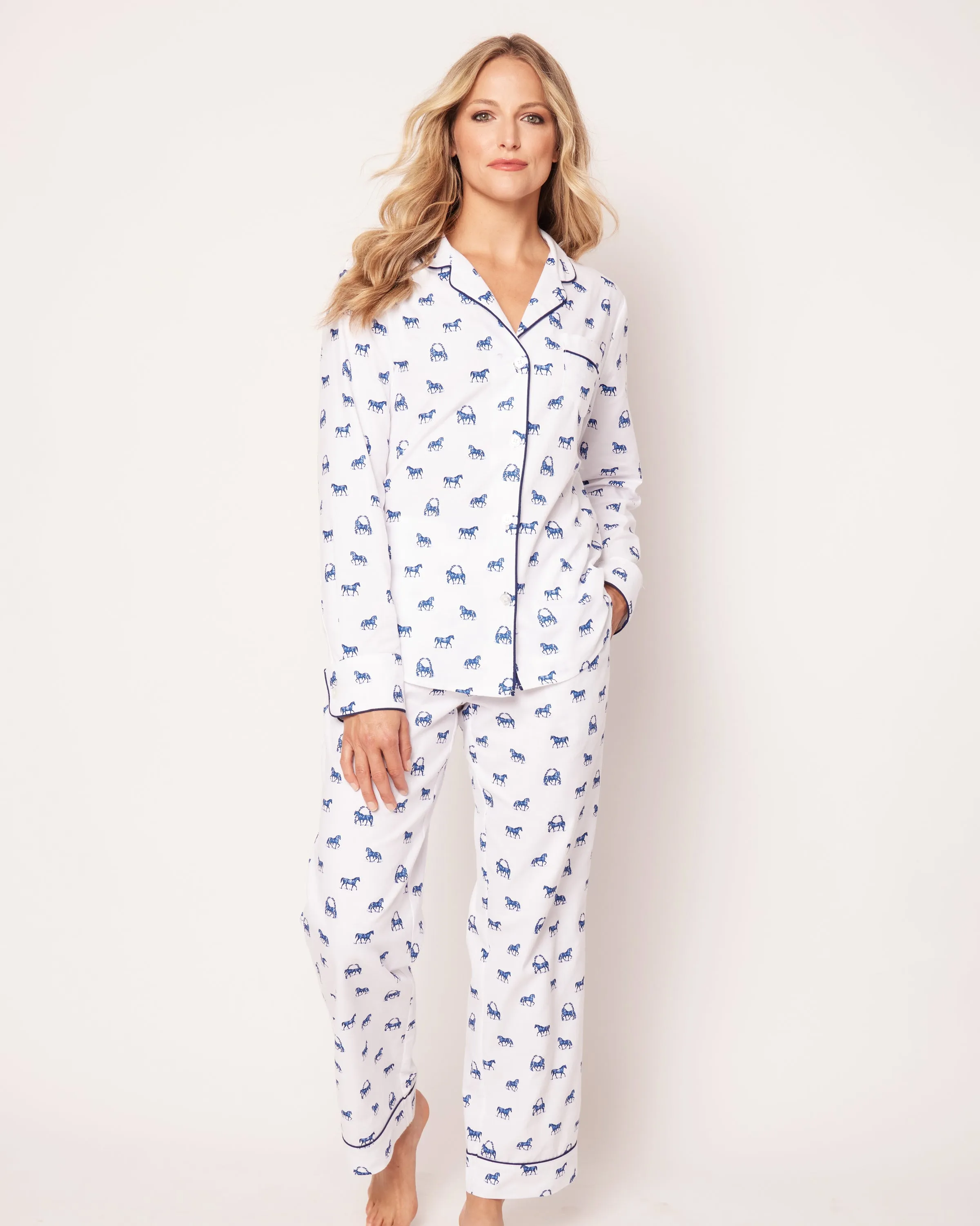 Women's Twill Pajama Set in The Equestrian sold by Petite Plume product image thumbnail 2