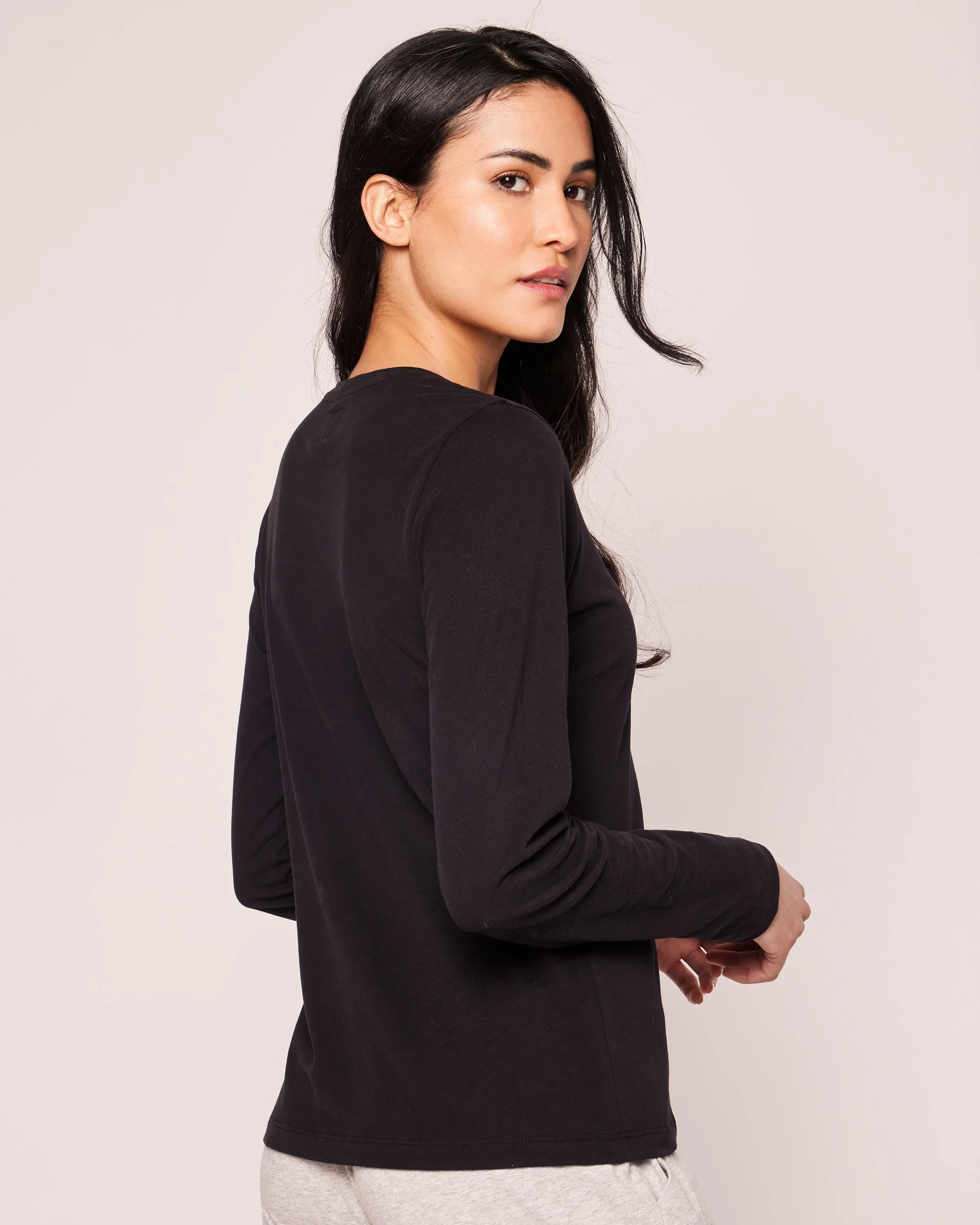 Women's Pima Long Sleeve Top in Black sold by Petite Plume product image thumbnail 4