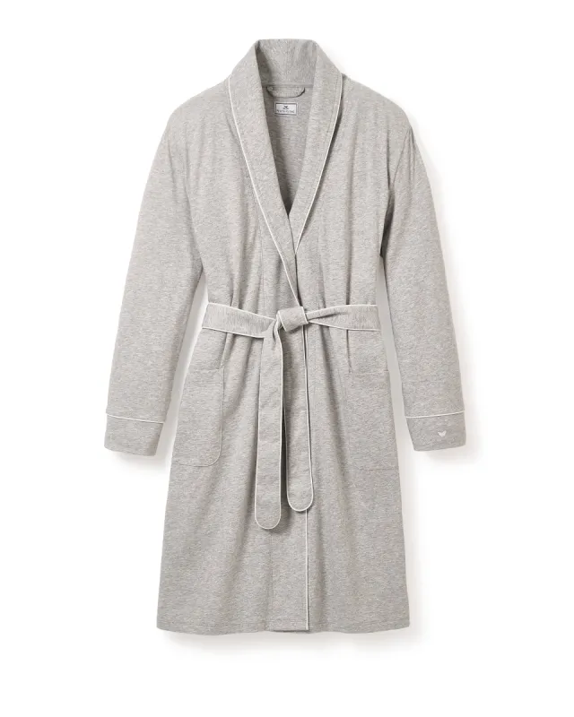 Women's Pima Maternity Robe in Light Heather Grey sold by Petite Plume