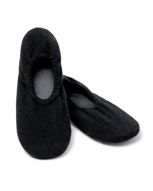 Women's Cashmere Slippers in Black sold by Petite Plume