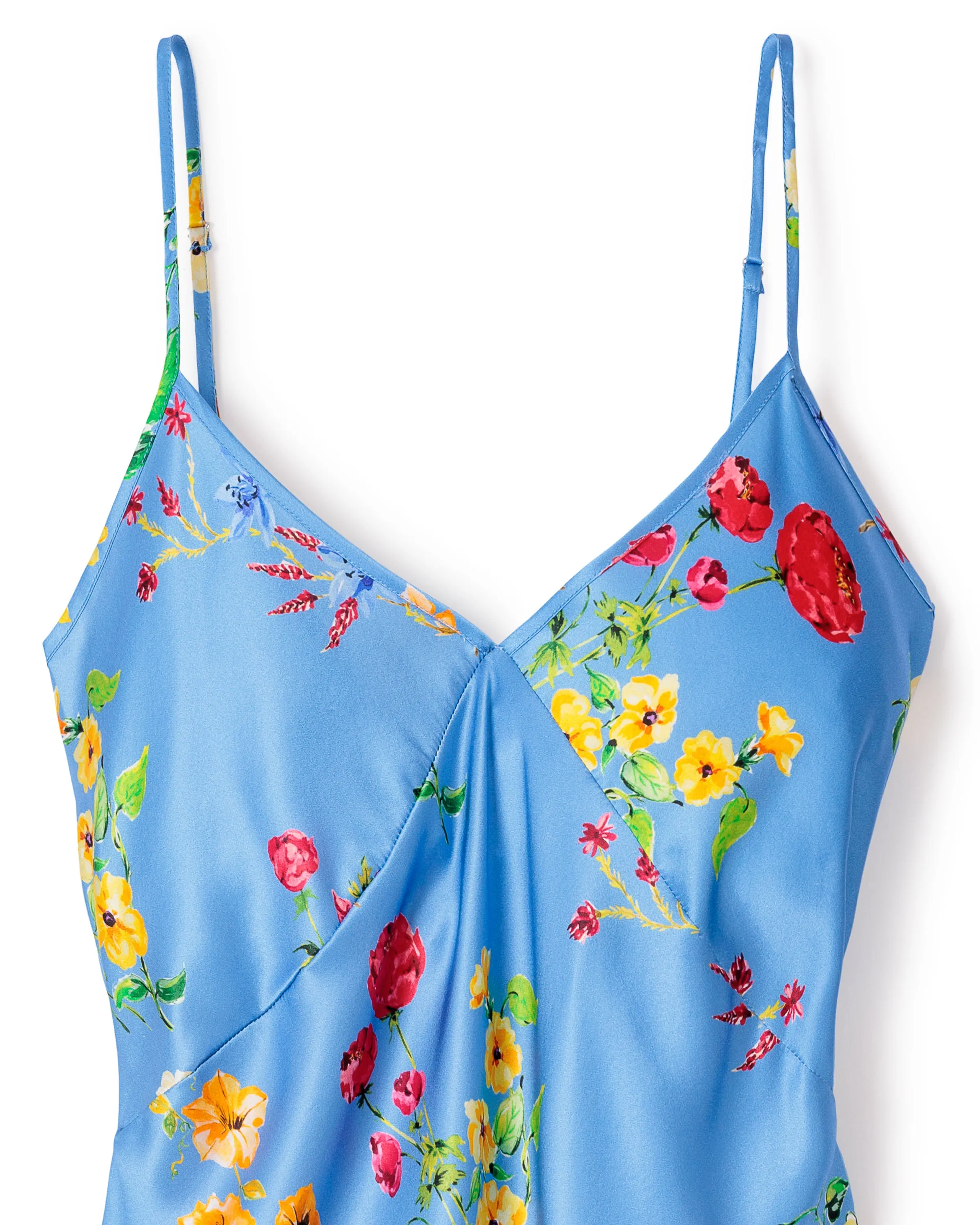 Women's Silk Cosette Nightgown in Azure Brilliant Botanical sold by Petite Plume product image thumbnail 5