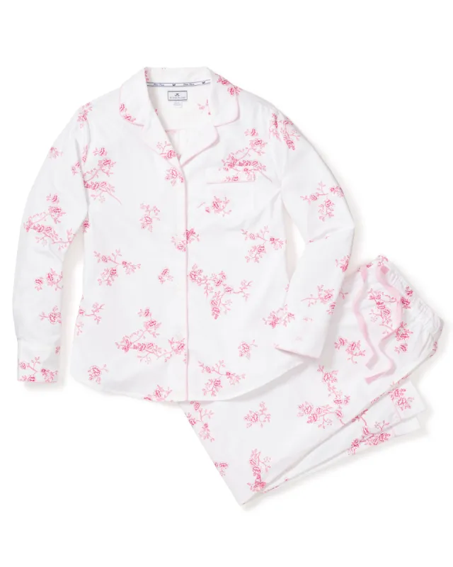 Women's Twill Pajama Set in English Rose Floral sold by Petite Plume