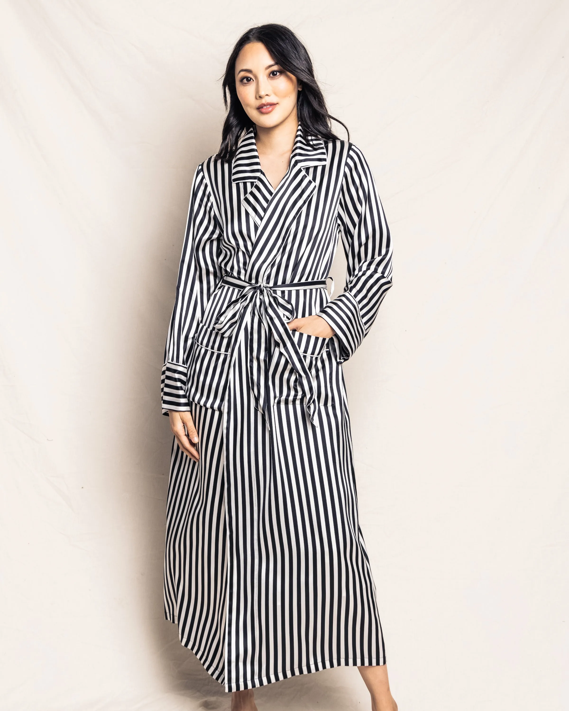 Women's Silk Long Robe in Bengal Stripe sold by Petite Plume product image thumbnail 2