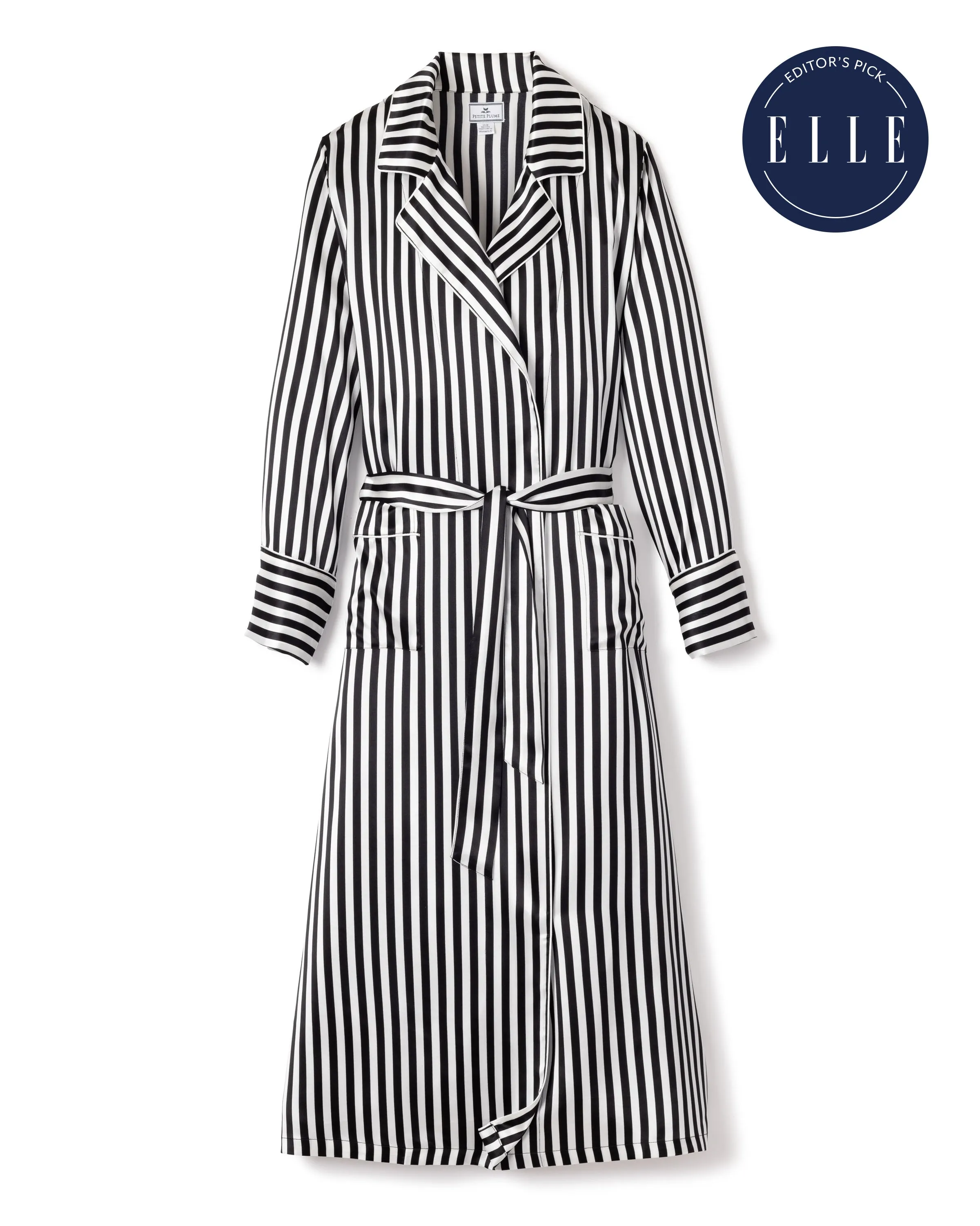 Women's Silk Long Robe in Bengal Stripe sold by Petite Plume