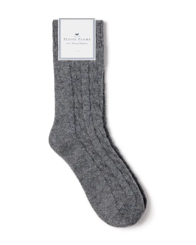 Women's Cashmere Socks in Dark Grey sold by Petite Plume