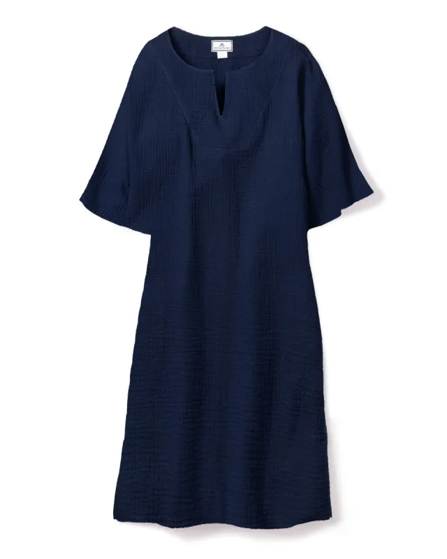 Women's Gauze Caftan in Navy sold by Petite Plume