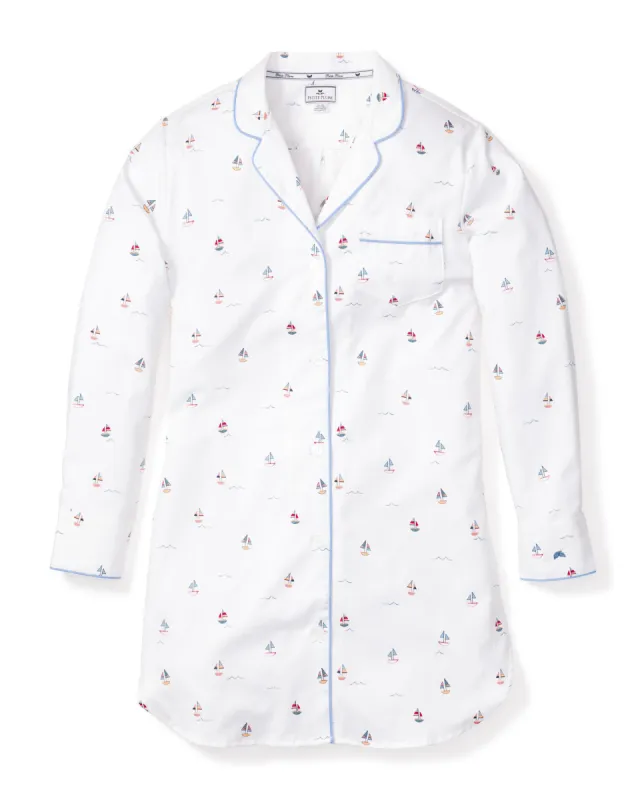 Women's Twill Nightshirt in Bateau sold by Petite Plume