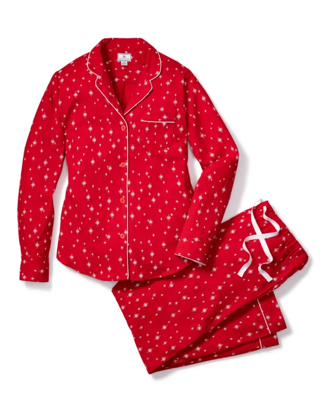 Women's Flannel Pajama Set in Starry Night sold by Petite Plume
