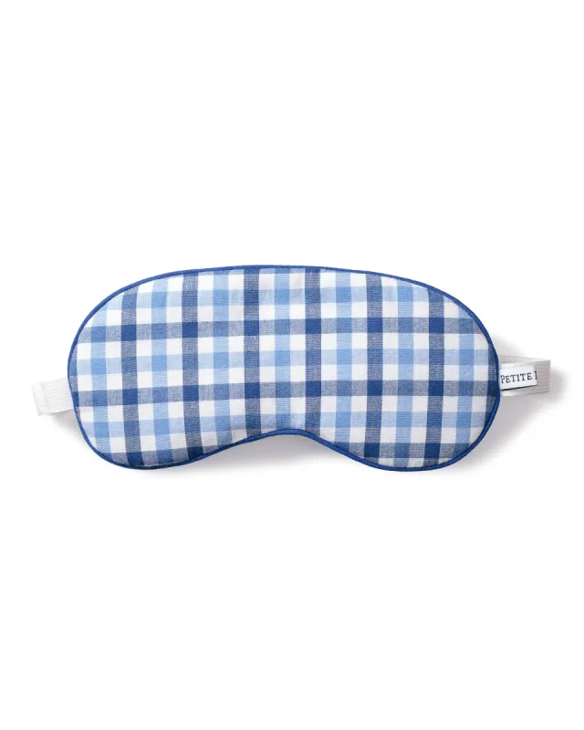 Adult's Twill Sleep Mask in Royal Blue Gingham sold by Petite Plume