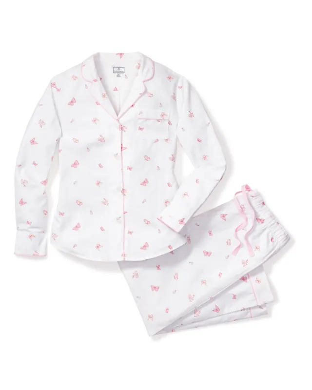 Women's Twill Pajama Set in Butterflies sold by Petite Plume