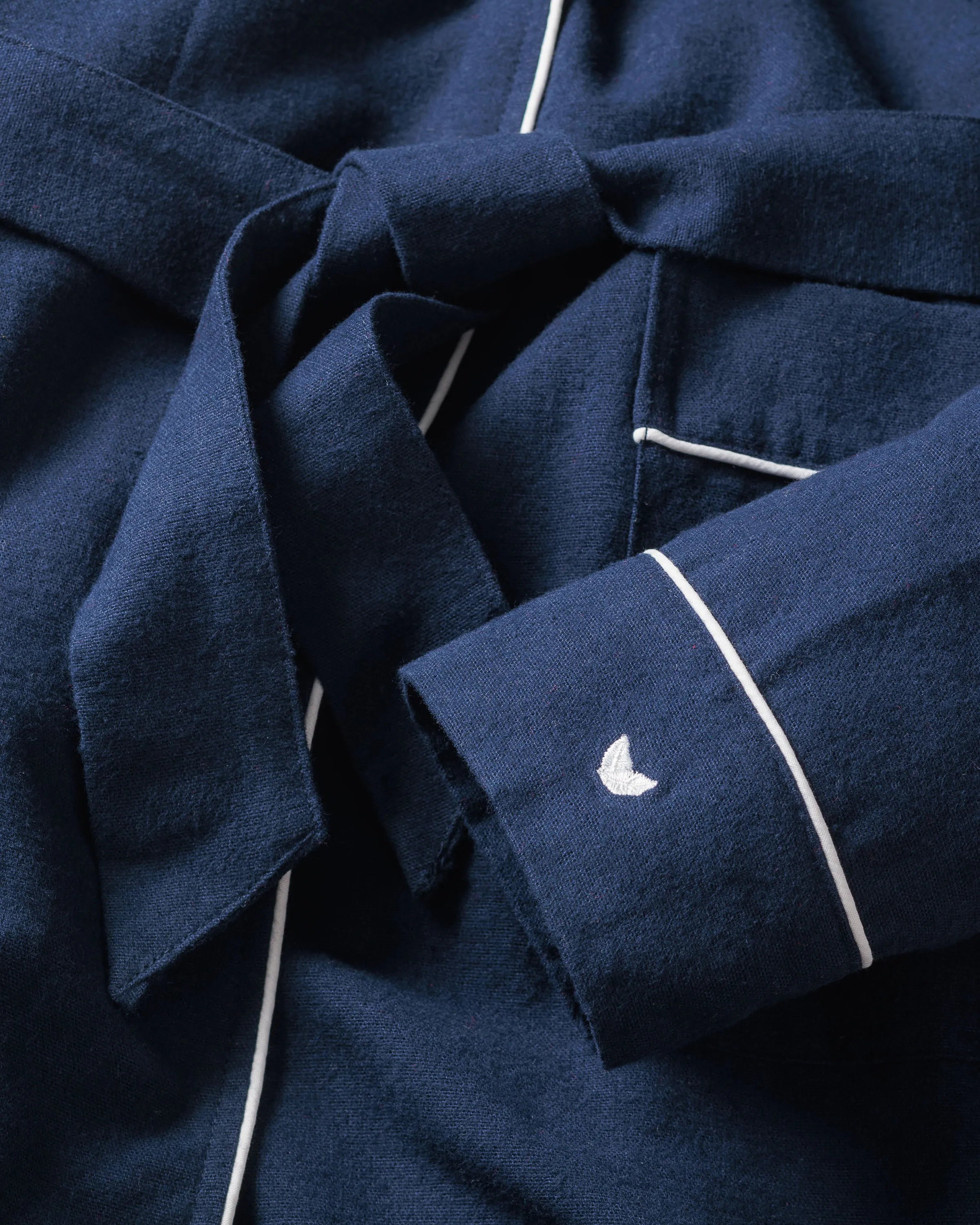 Women's Flannel Robe in Navy sold by Petite Plume product image thumbnail 4