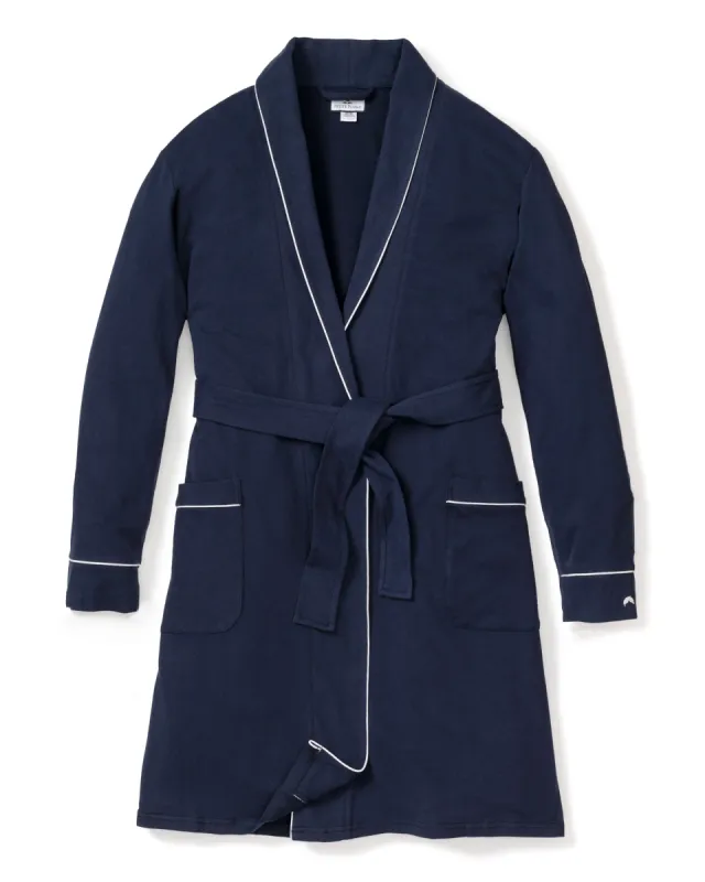 Women's Flannel Robe in Navy sold by Petite Plume