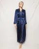 Women's Silk Long Robe in Navy sold by Petite Plume