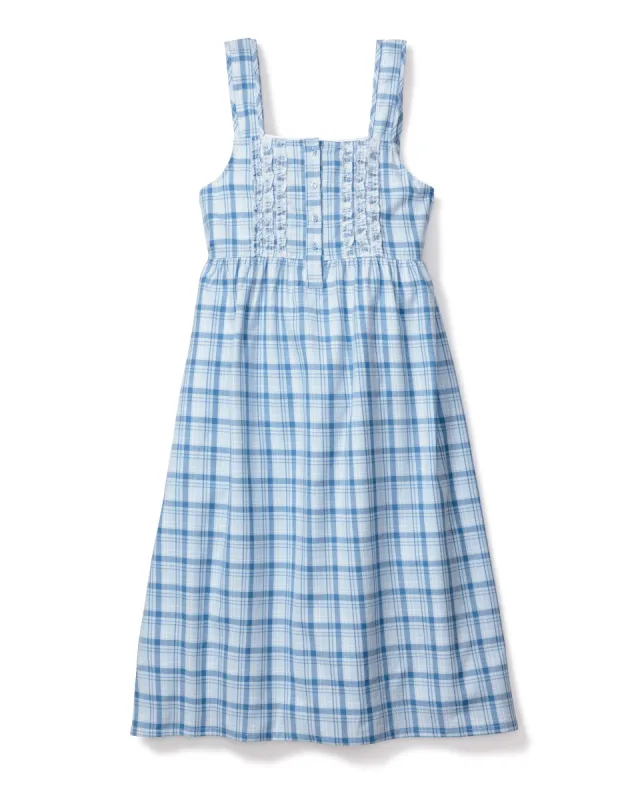 Women's Twill Charlotte Nightgown in Seafarer Tartan sold by Petite Plume