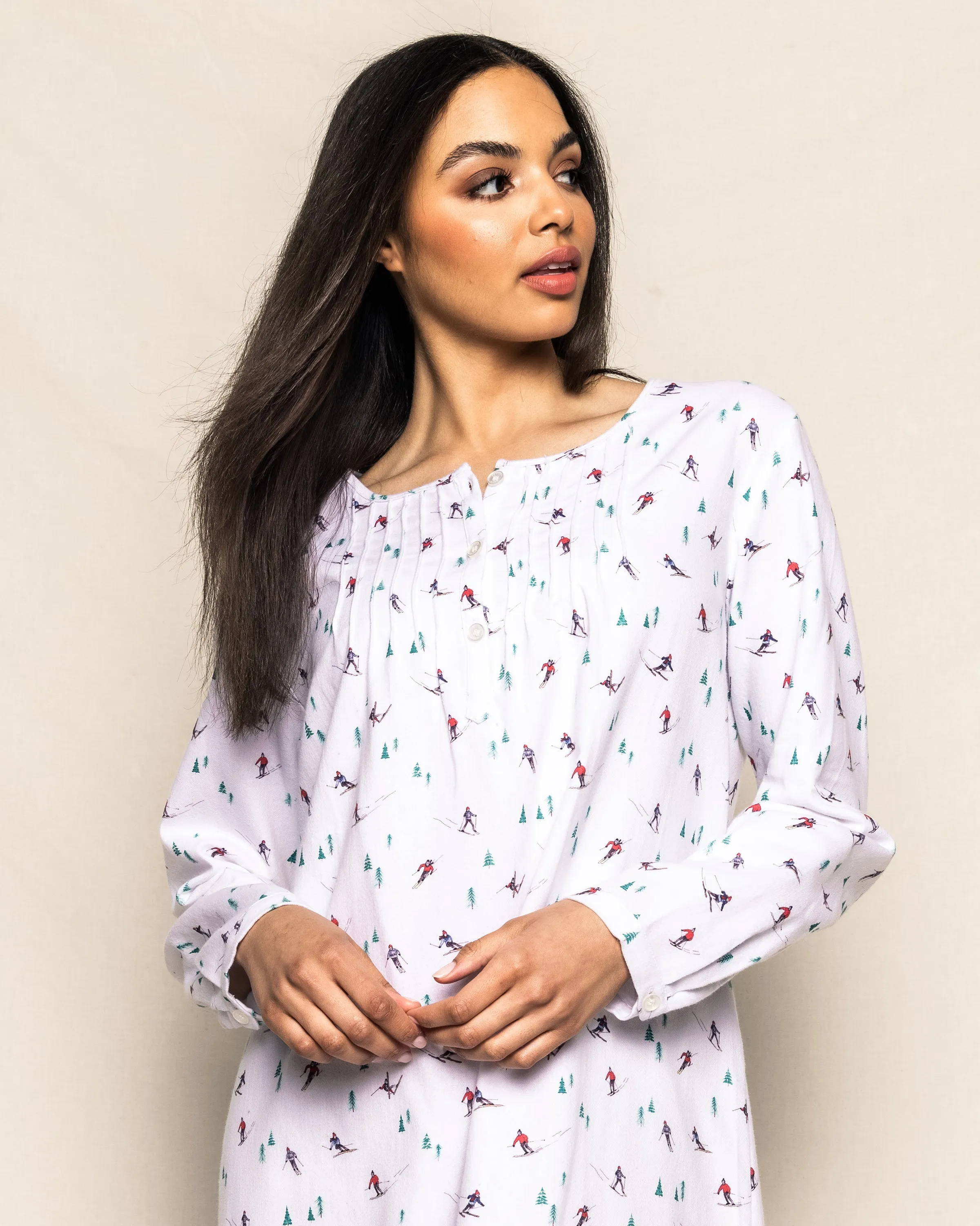 Women's Flannel Beatrice Nightgown in Après Ski sold by Petite Plume product image thumbnail 3