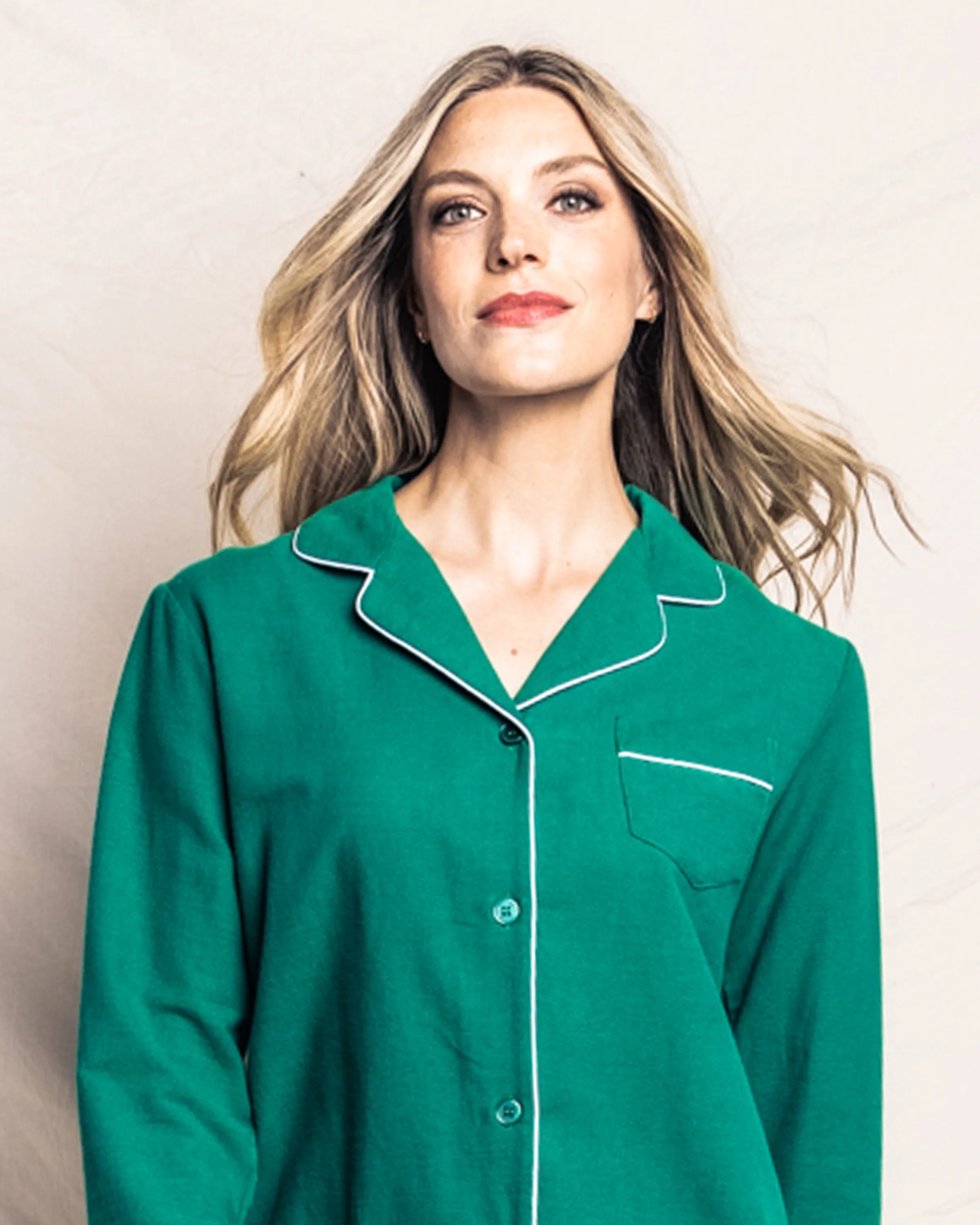 Women's Flannel Pajama Set in Forest Green sold by Petite Plume product image thumbnail 3