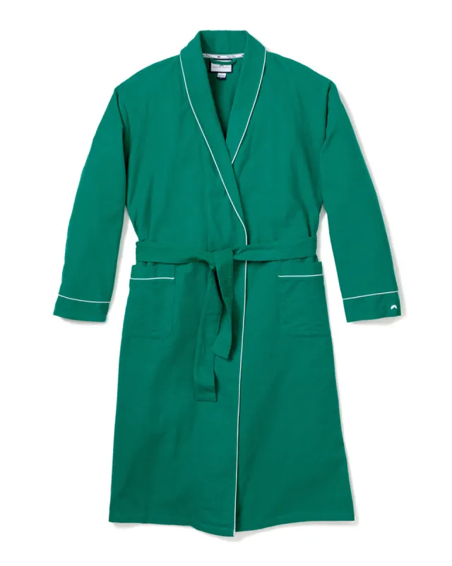 Women's Flannel Robe in Forest Green sold by Petite Plume