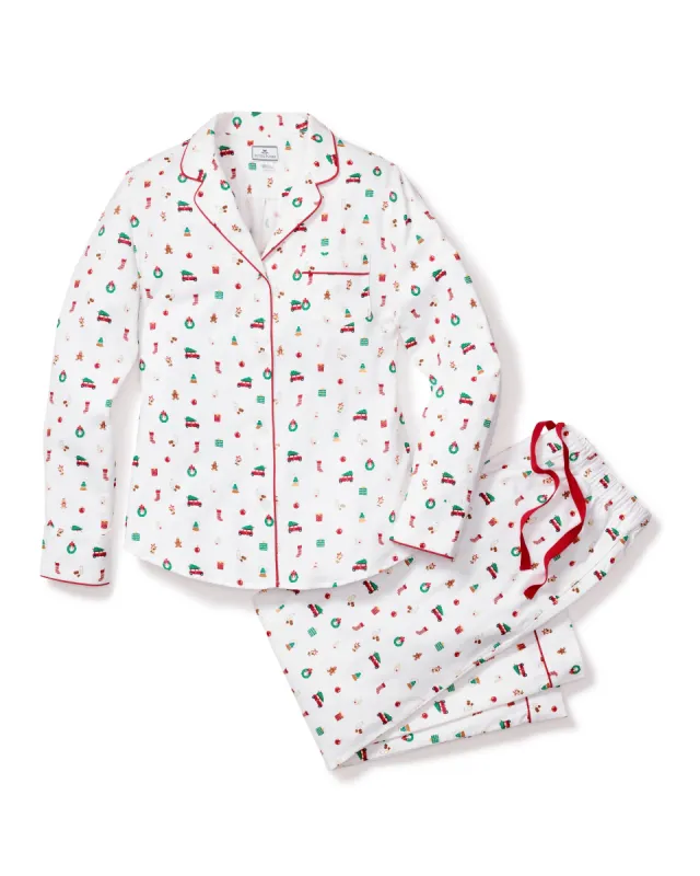 Women's Twill Pajama Set in Winter Nostalgia sold by Petite Plume