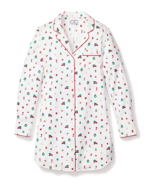 Women's Twill Nightshirt in Winter Nostalgia sold by Petite Plume