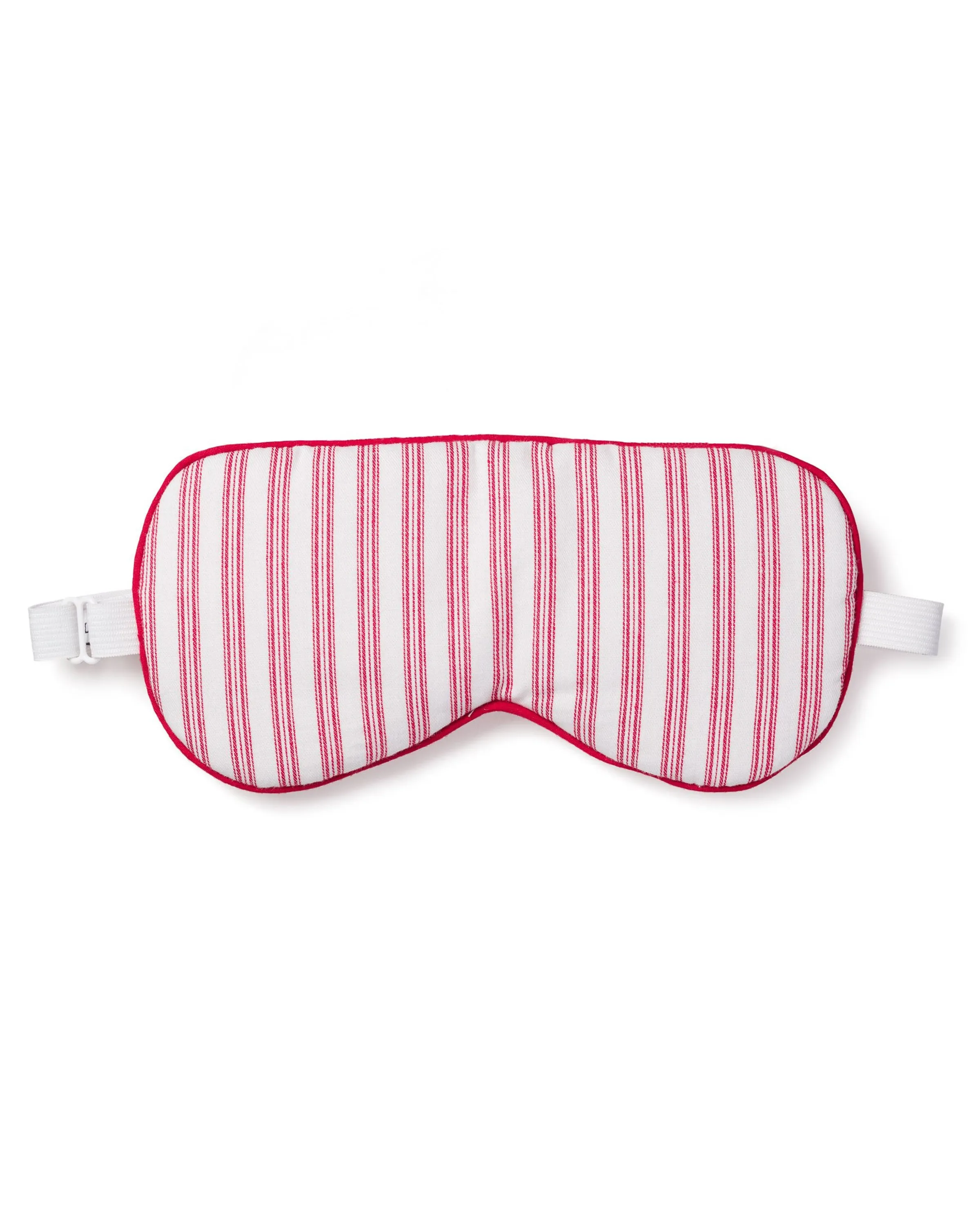 Adult's Twill Sleep Mask in Antique Red Ticking sold by Petite Plume