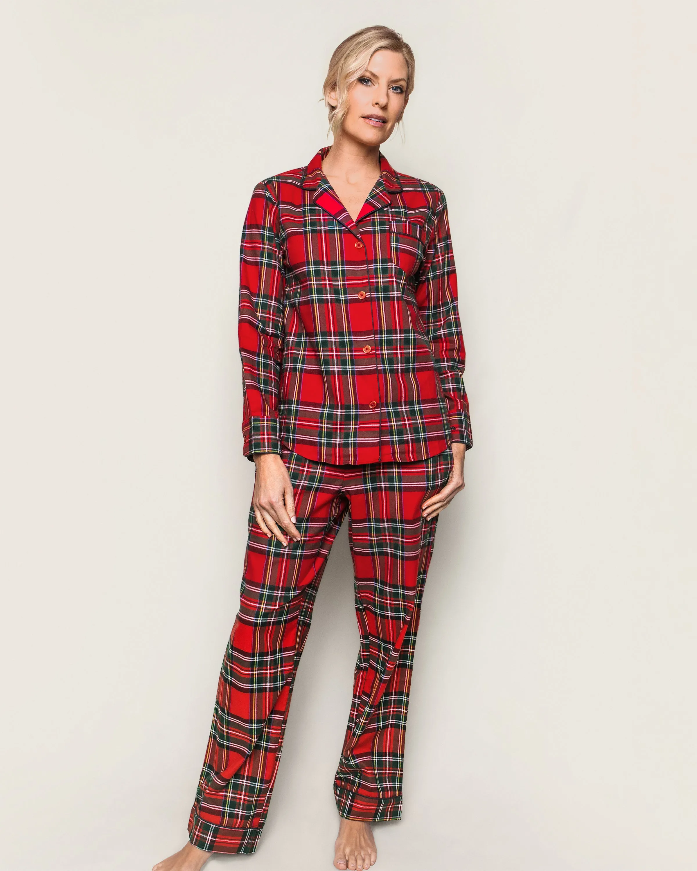 Women's Brushed Twill Pajama Set in Imperial Tartan sold by Petite Plume product image thumbnail 2