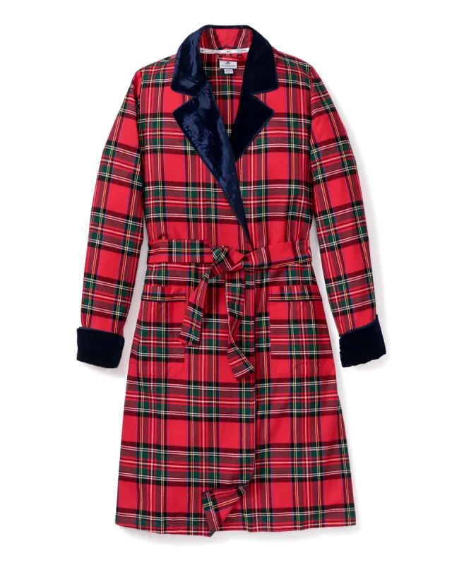 Women's Long Robe with Velvet Trim in Imperial Tartan sold by Petite Plume