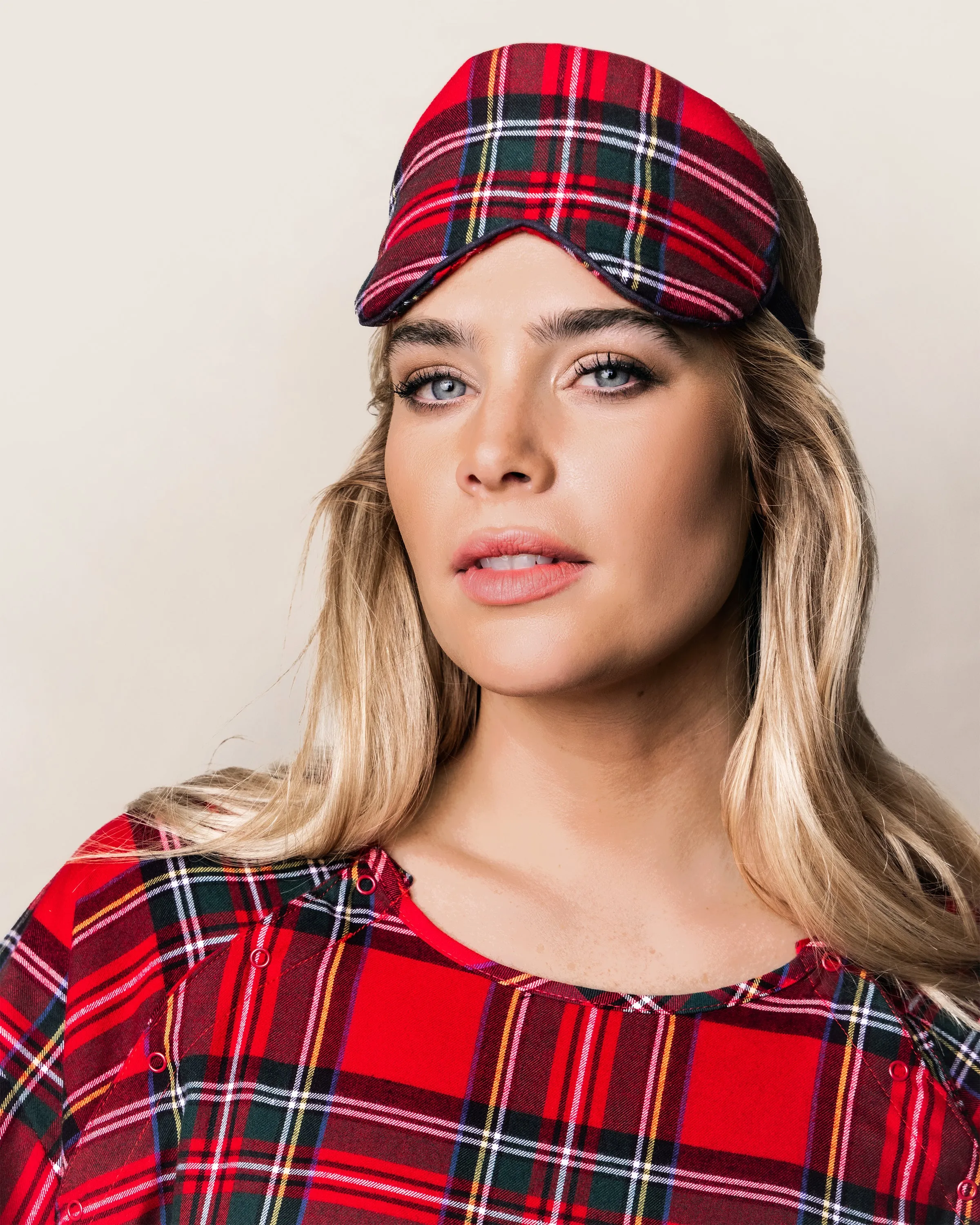 Adult's Brushed Cotton Sleep Mask in Imperial Tartan sold by Petite Plume product image thumbnail 2