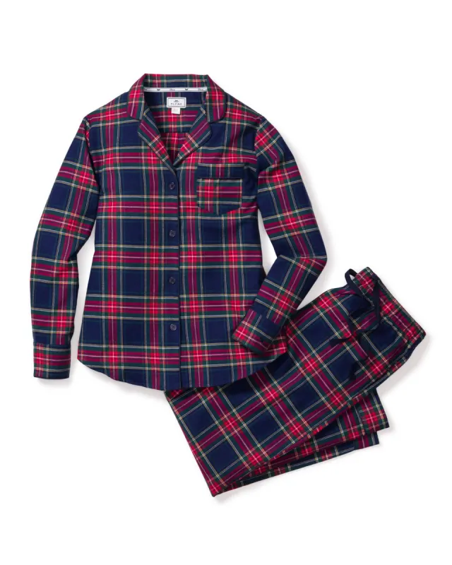 Women's Brushed Twill Pajama Set in Windsor Tartan sold by Petite Plume