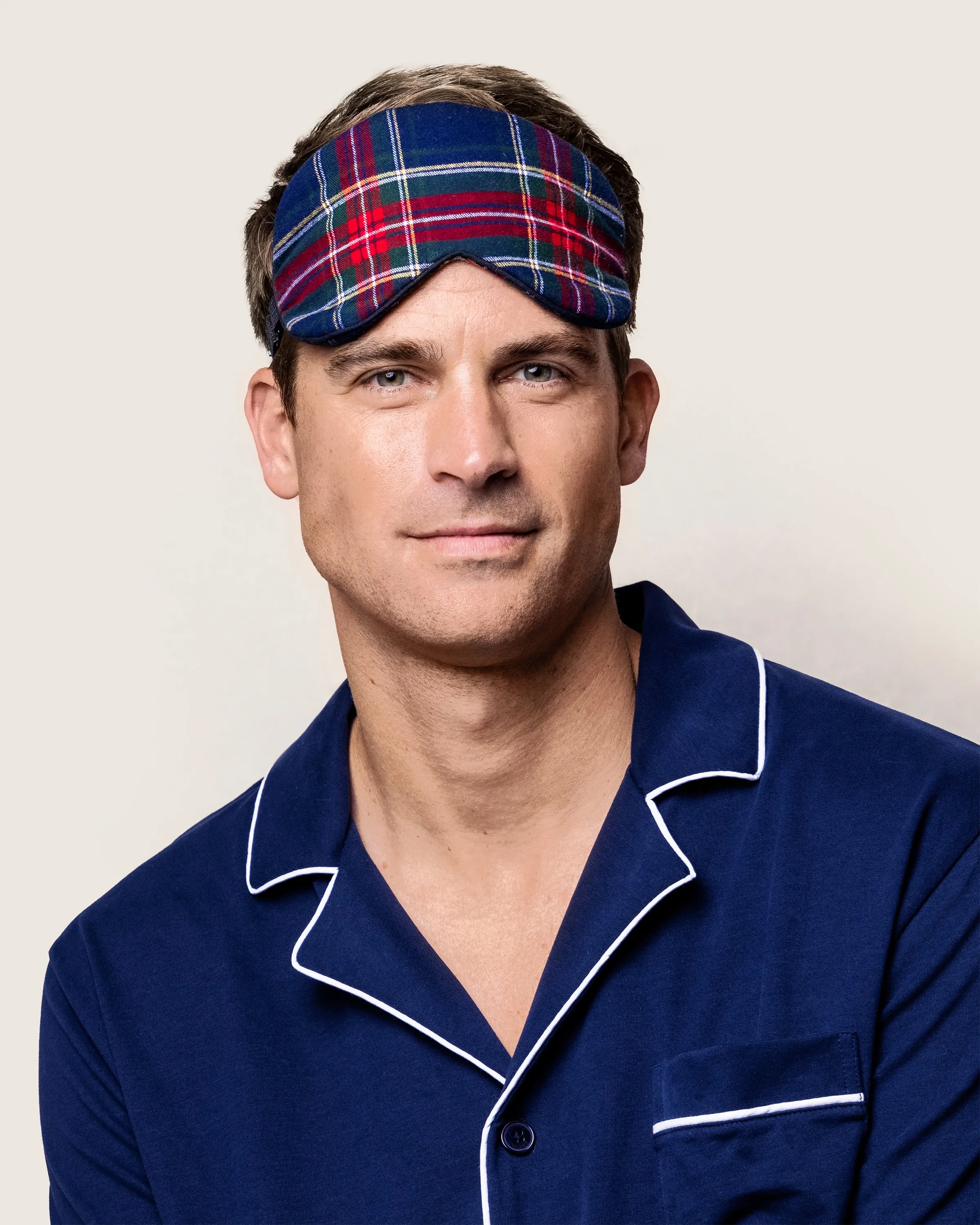 Adult's Brushed Cotton Sleep Mask in Windsor Tartan sold by Petite Plume product image thumbnail 2