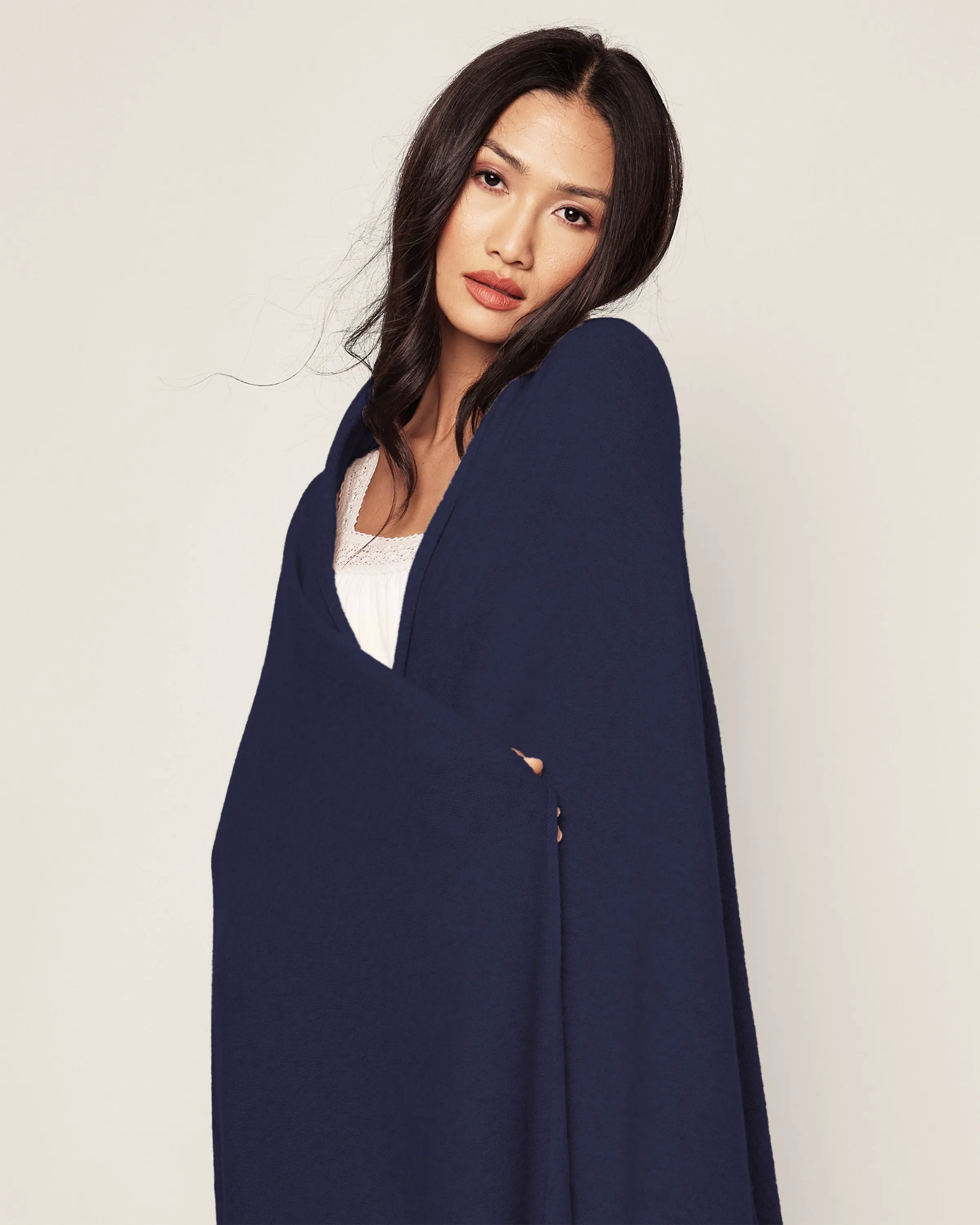 Women's Cashmere Wrap in Navy sold by Petite Plume product image thumbnail 3