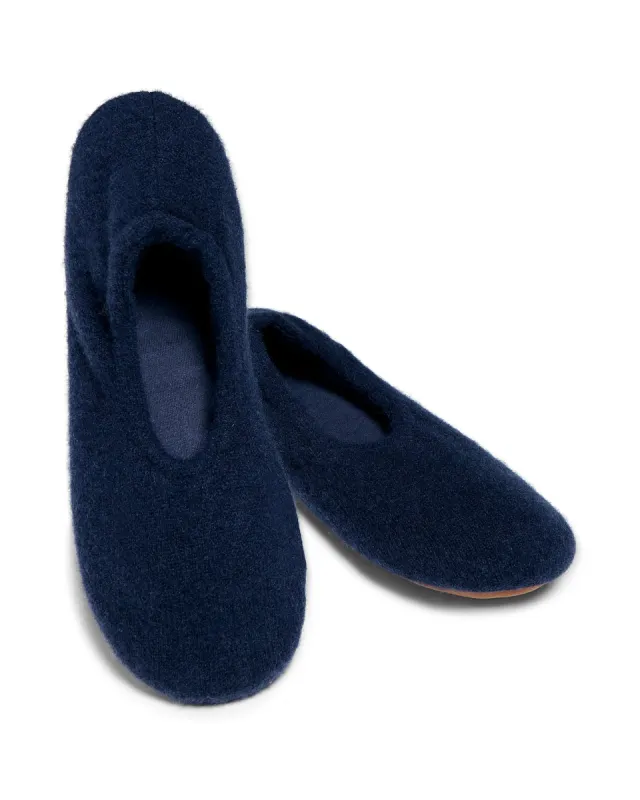 Women's Cashmere Slippers in Navy sold by Petite Plume